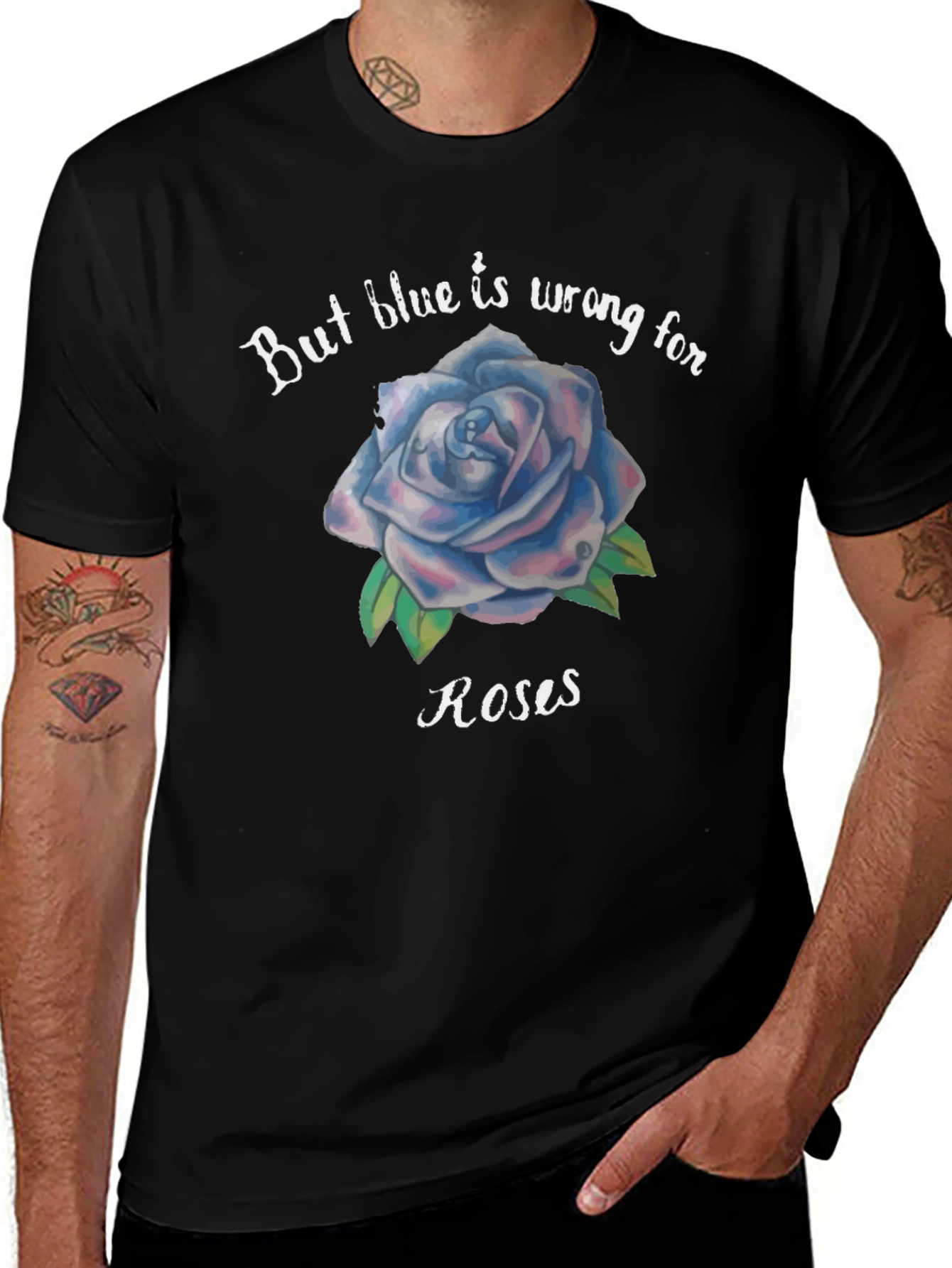 Blue Rose Graphic Tee - Unique Floral T-Shirt