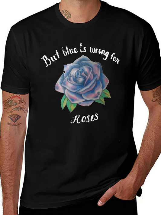 Blue Rose Graphic Tee - Unique Floral T-Shirt