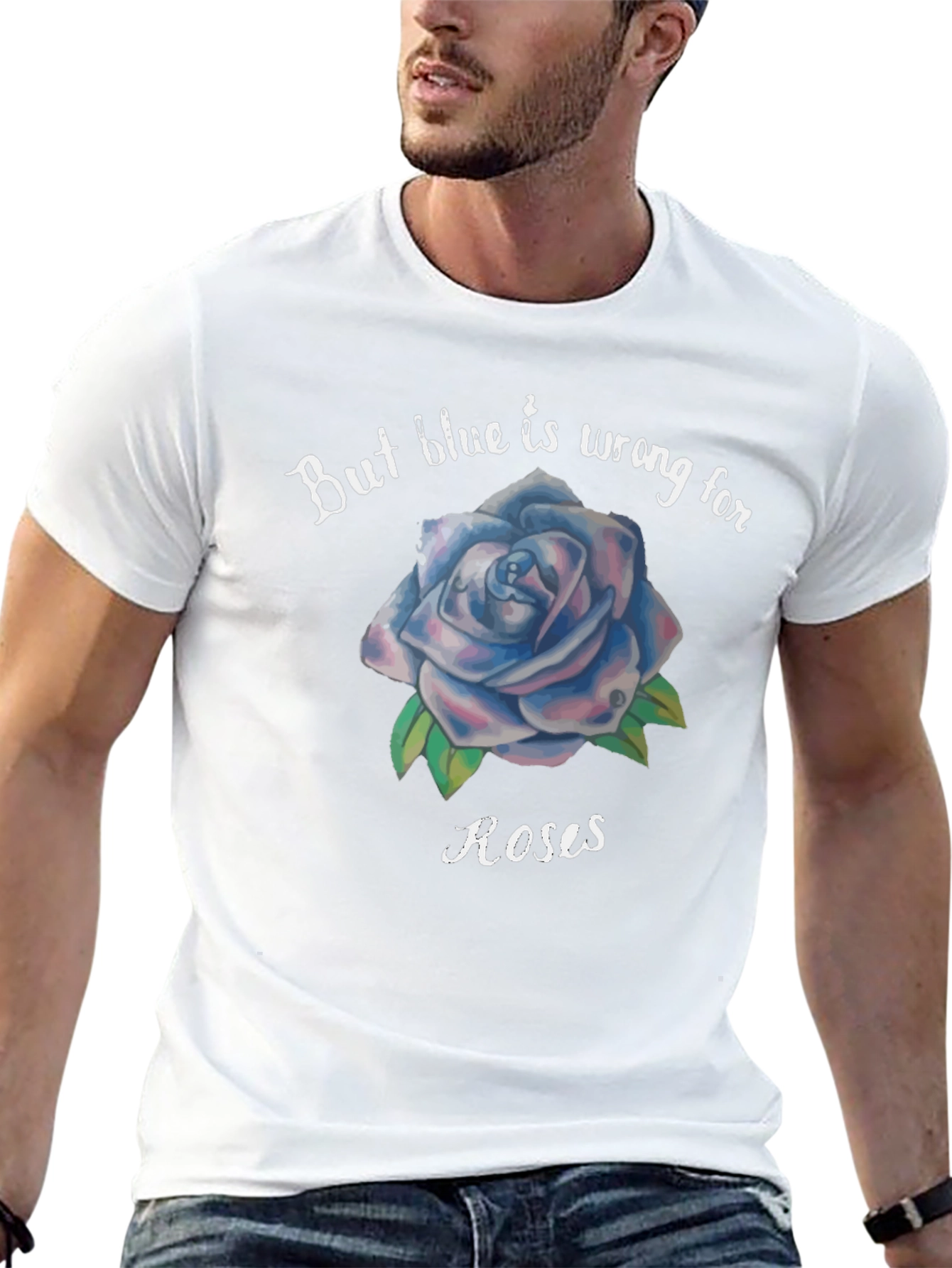 Blue Rose Graphic Tee - Unique Floral T-Shirt