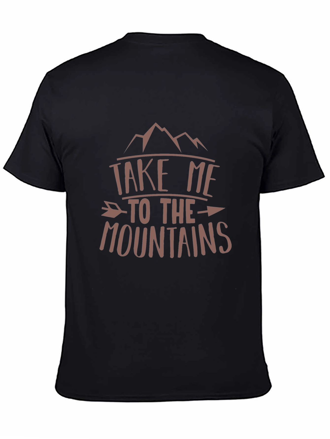 Mountains Graphic Print Tee - Black Cotton T-Shirt