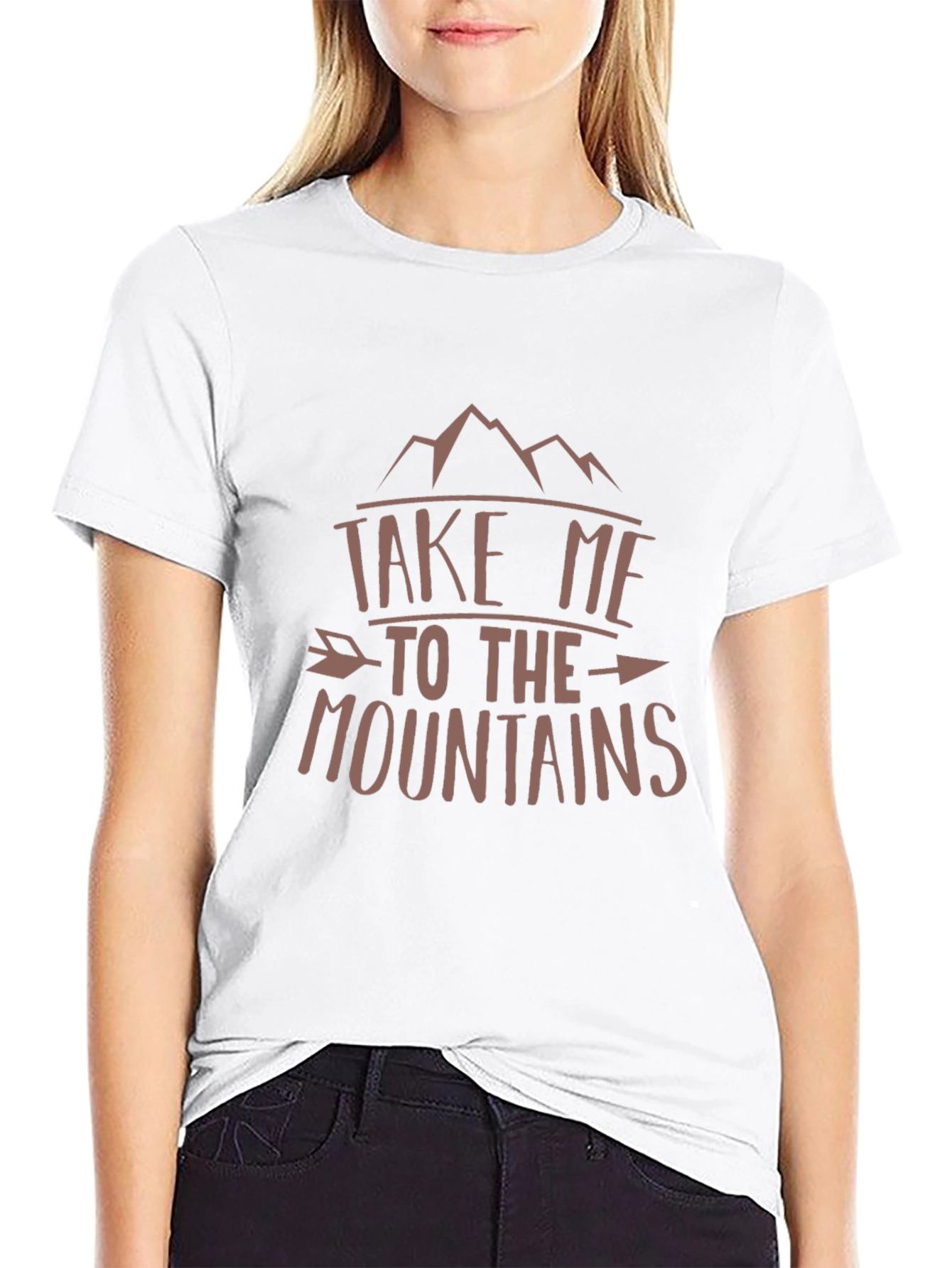 Mountains Graphic Print Tee - Black Cotton T-Shirt