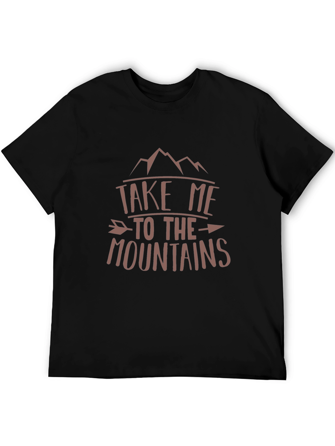 Mountains Graphic Print Tee - Black Cotton T-Shirt