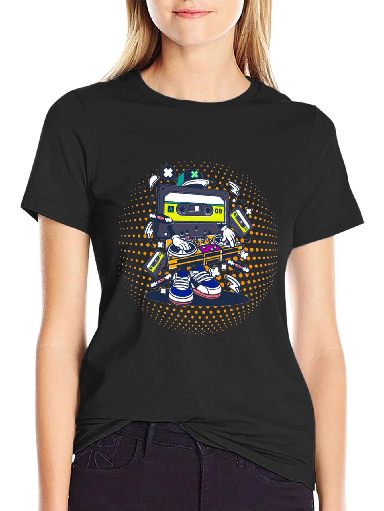 DJ Cassette Tape Graphic Tee - Black