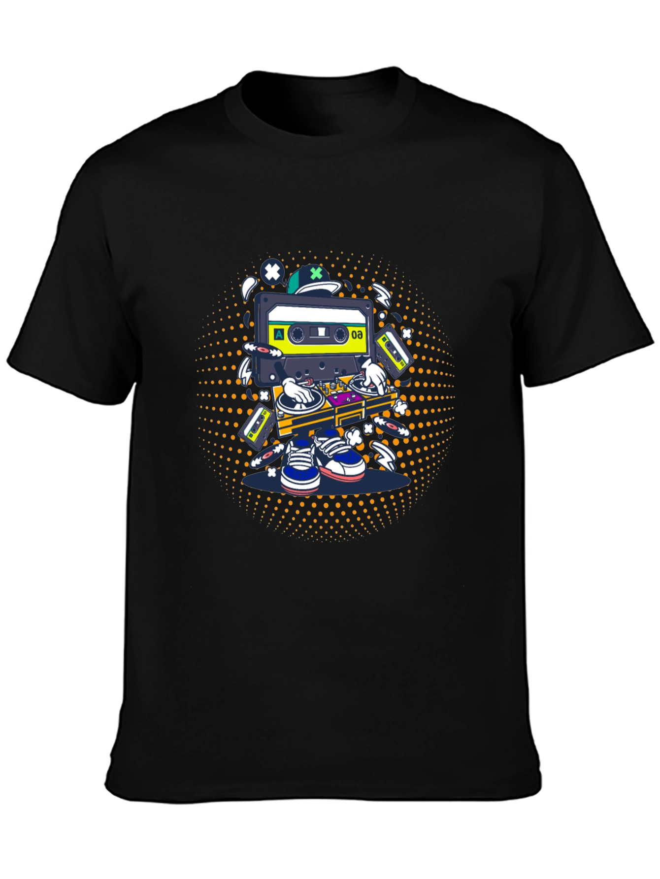 DJ Cassette Tape Graphic Tee - Black
