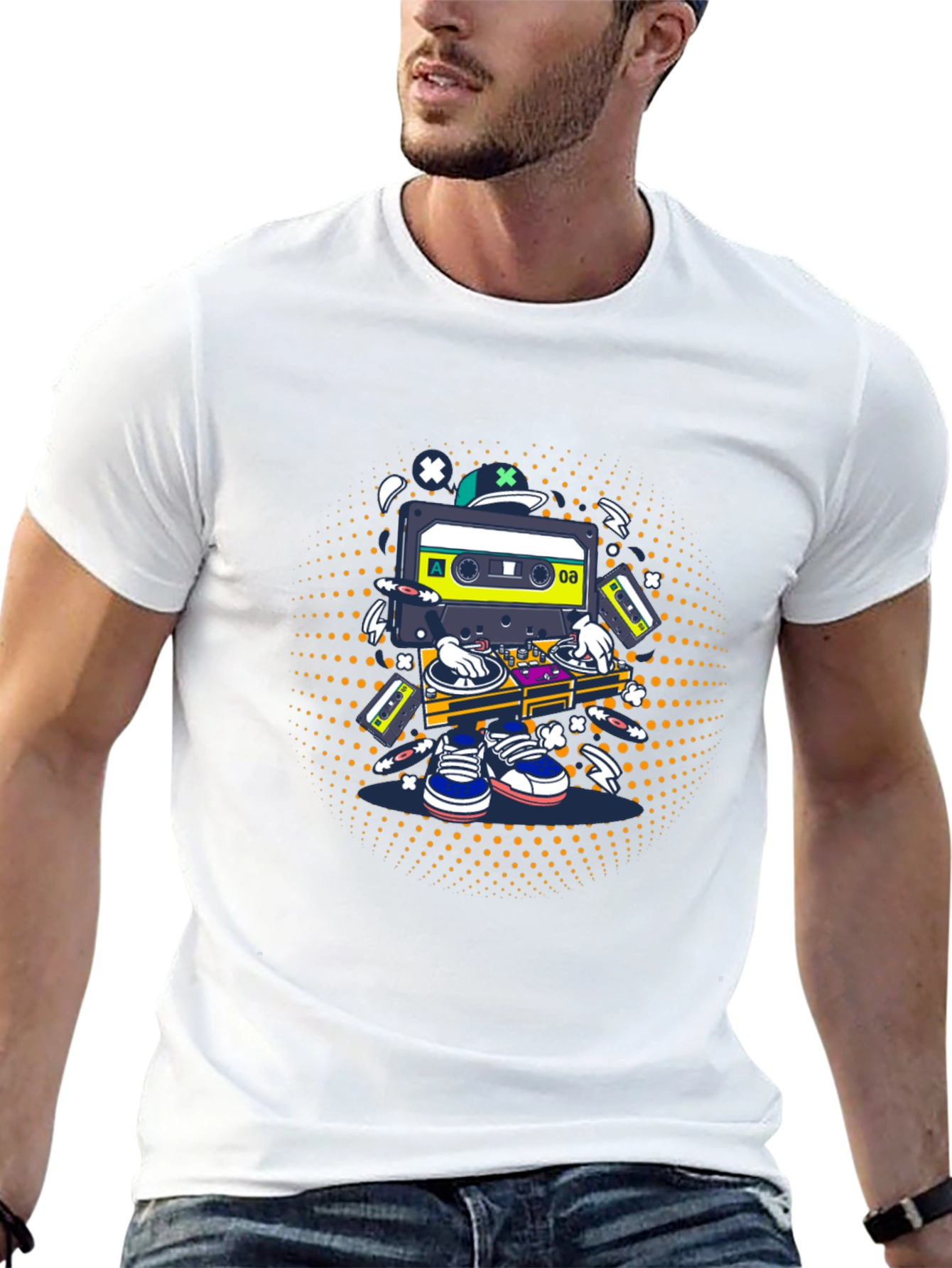 DJ Cassette Tape Graphic Tee - Black