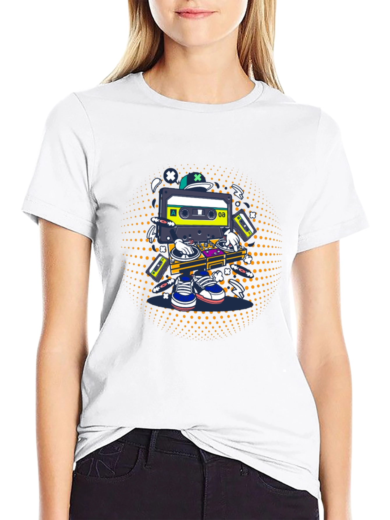 DJ Cassette Tape Graphic Tee - Black