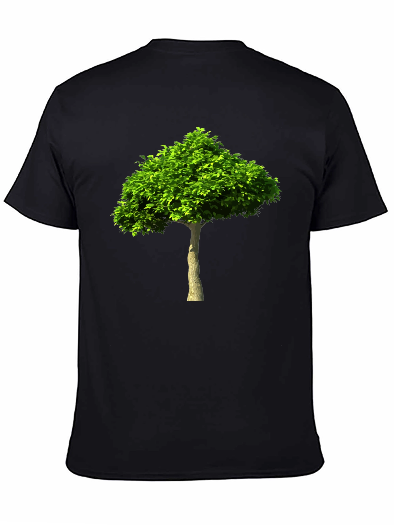Green Tree Graphic Print Black T-Shirt