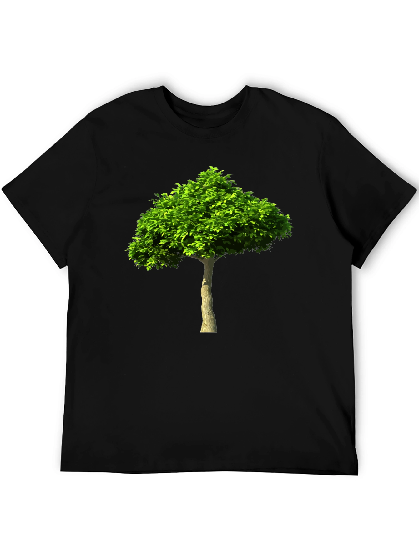 Green Tree Graphic Print Black T-Shirt