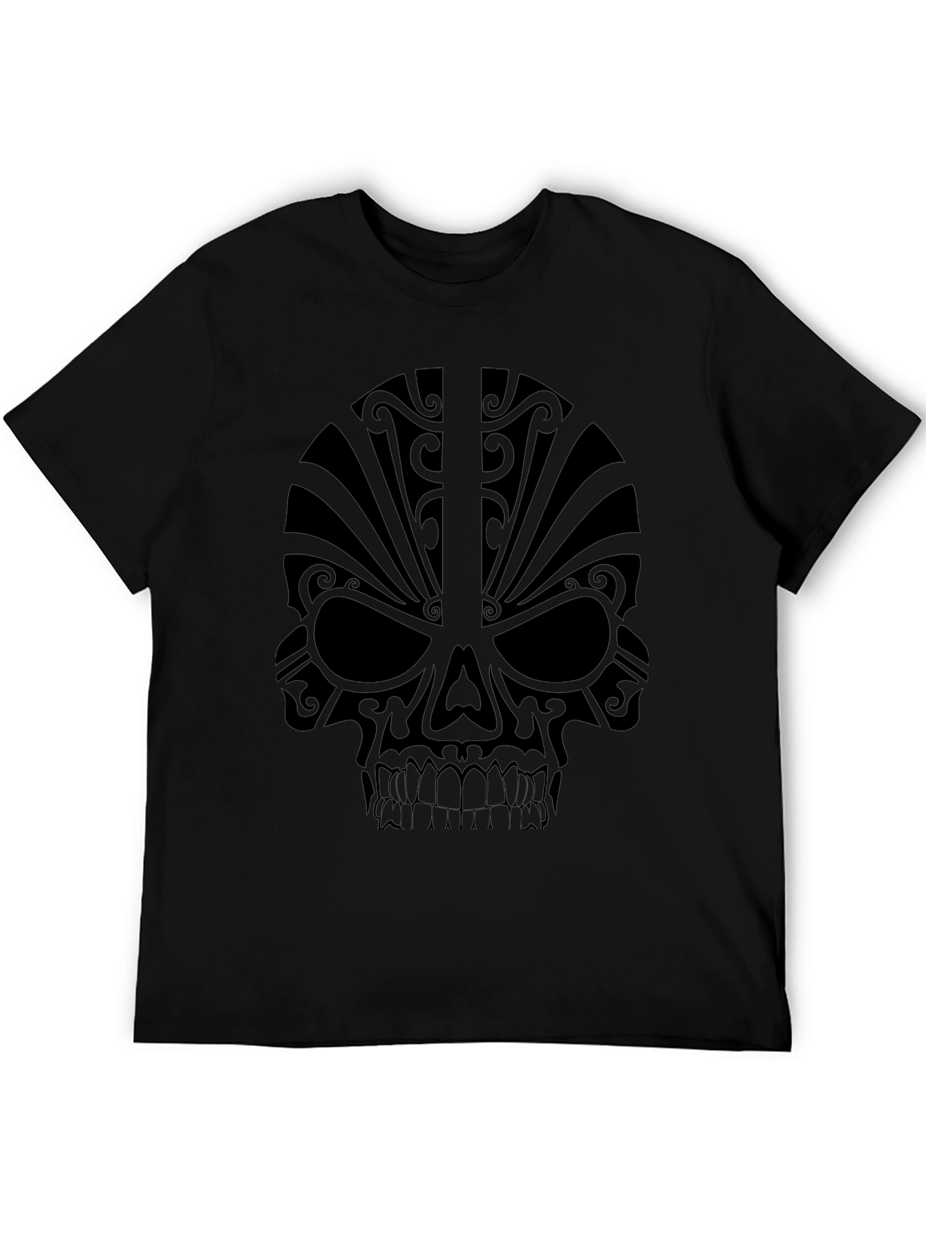 Tribal Skull Graphic Black T-Shirt
