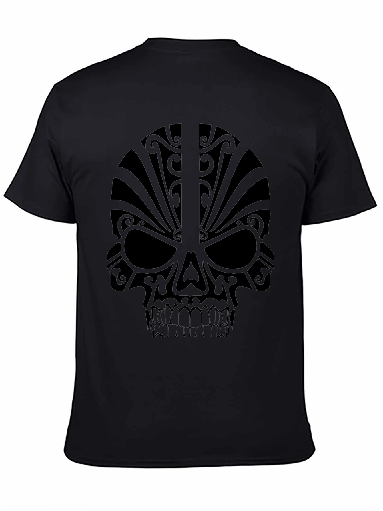 Tribal Skull Graphic Black T-Shirt