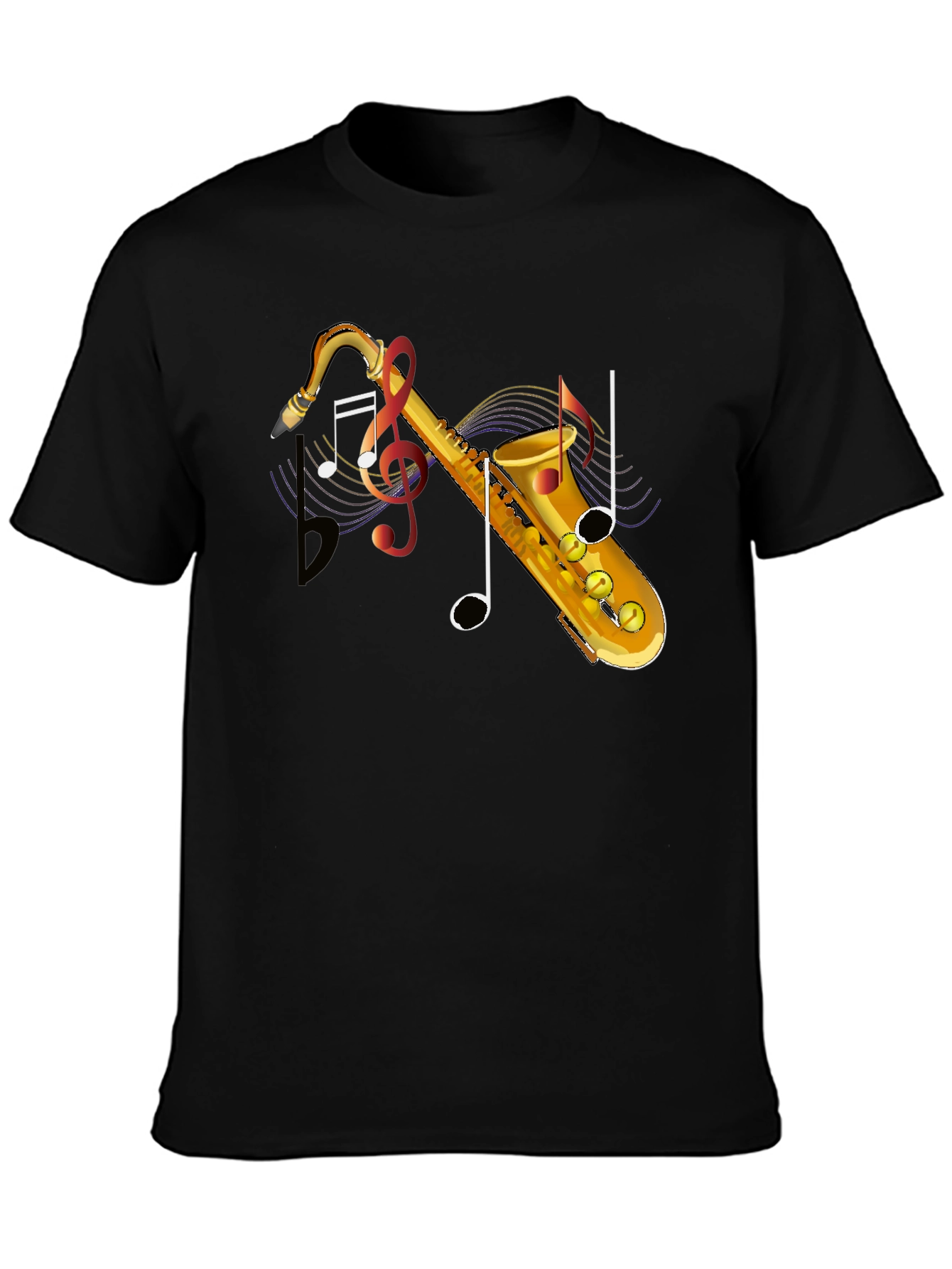 Saxophone Music Note Graphic T-Shirt - Stylish Musical Tee