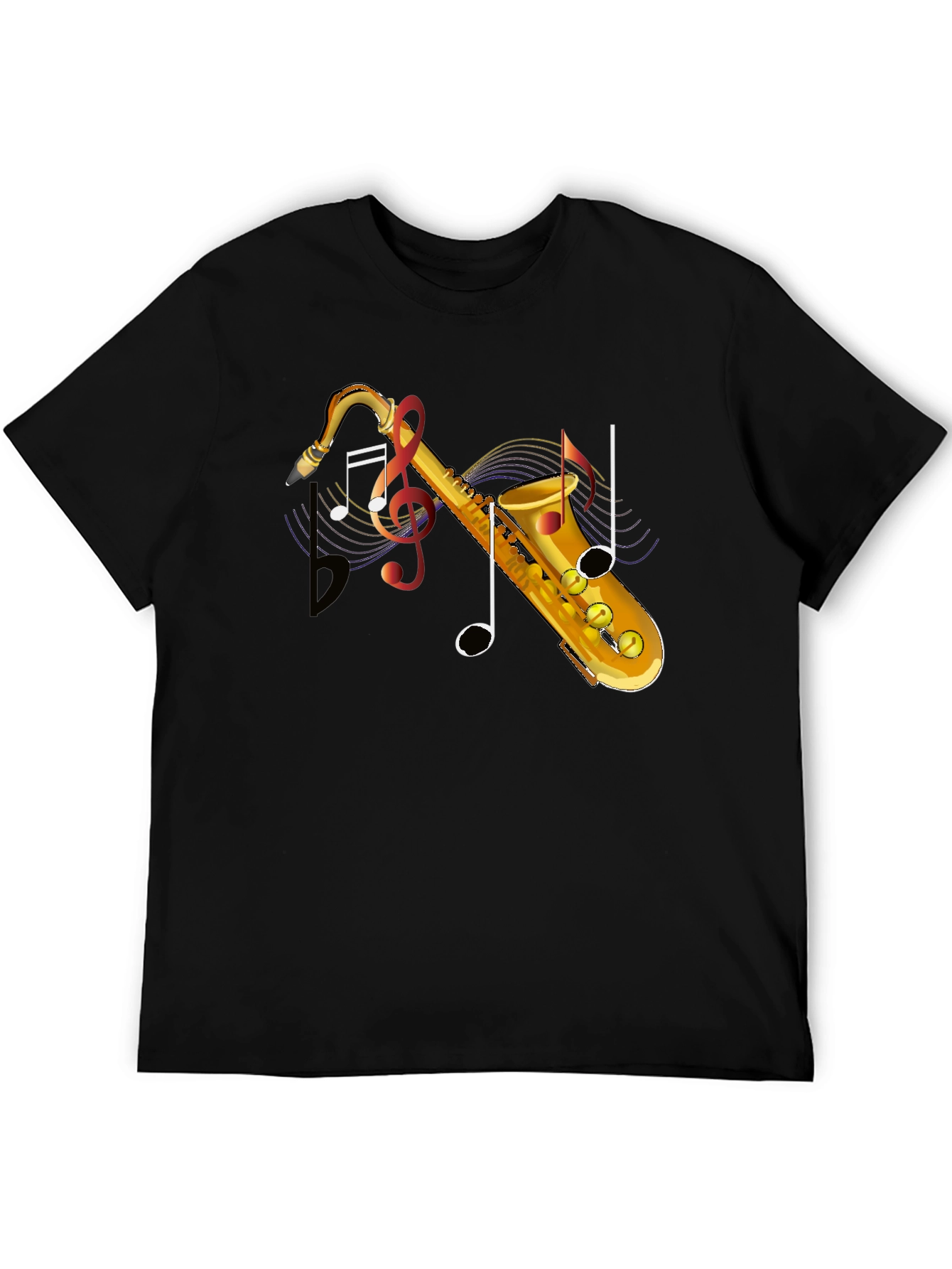 Saxophone Music Note Graphic T-Shirt - Stylish Musical Tee