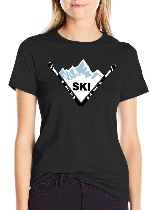 Ski Mountain Graphic Tee - Black Short Sleeve