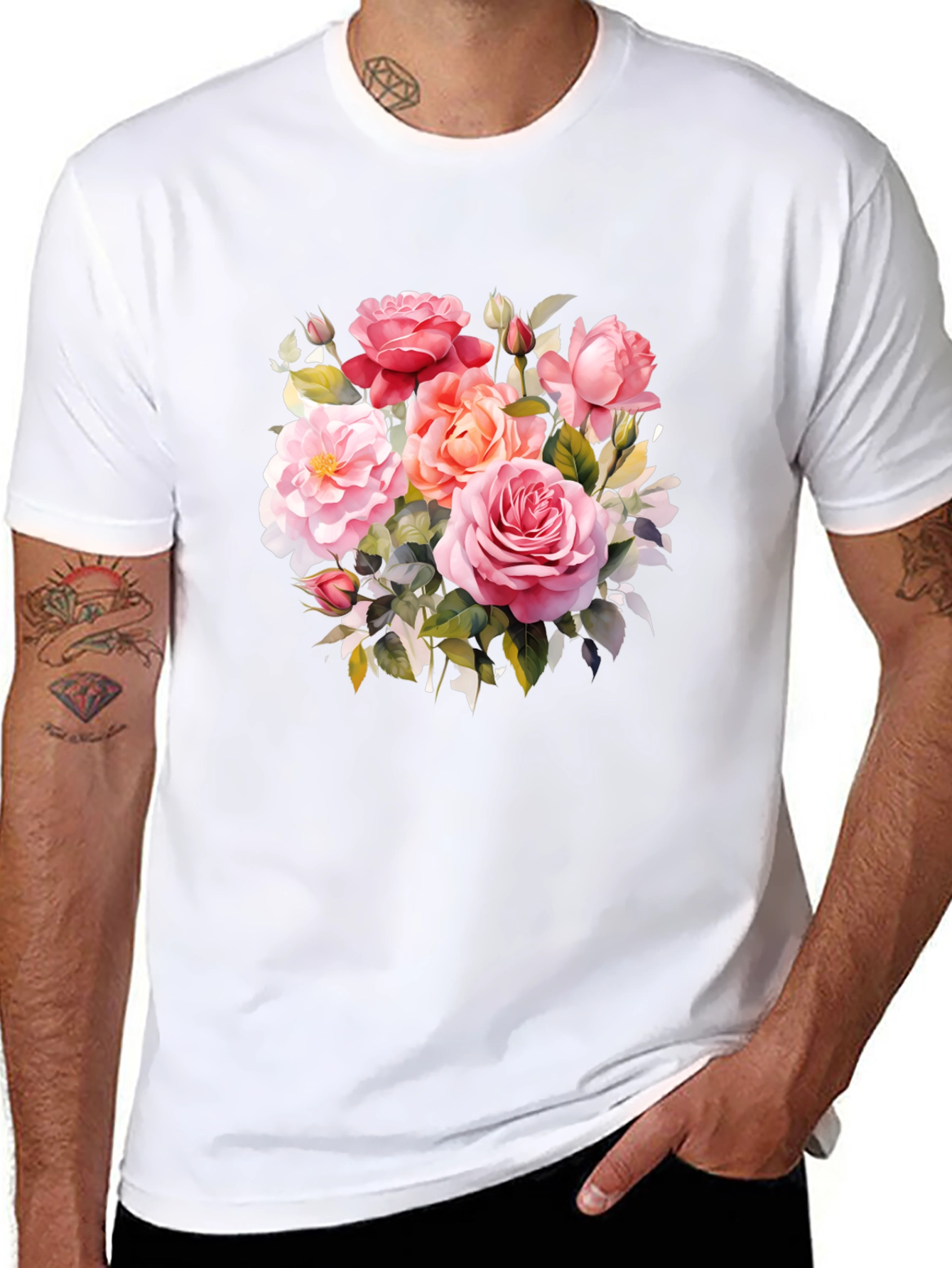 Floral Rose Graphic T-Shirt - Elegant Design