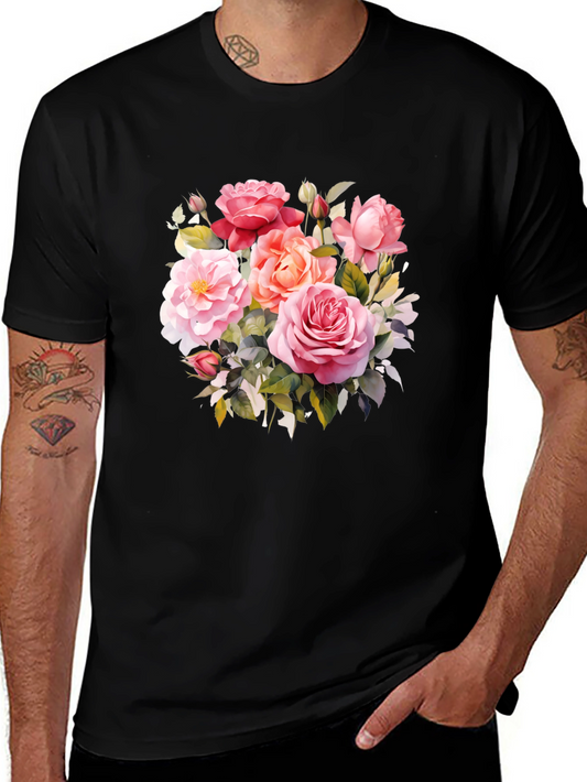 Floral Rose Graphic T-Shirt - Elegant Design