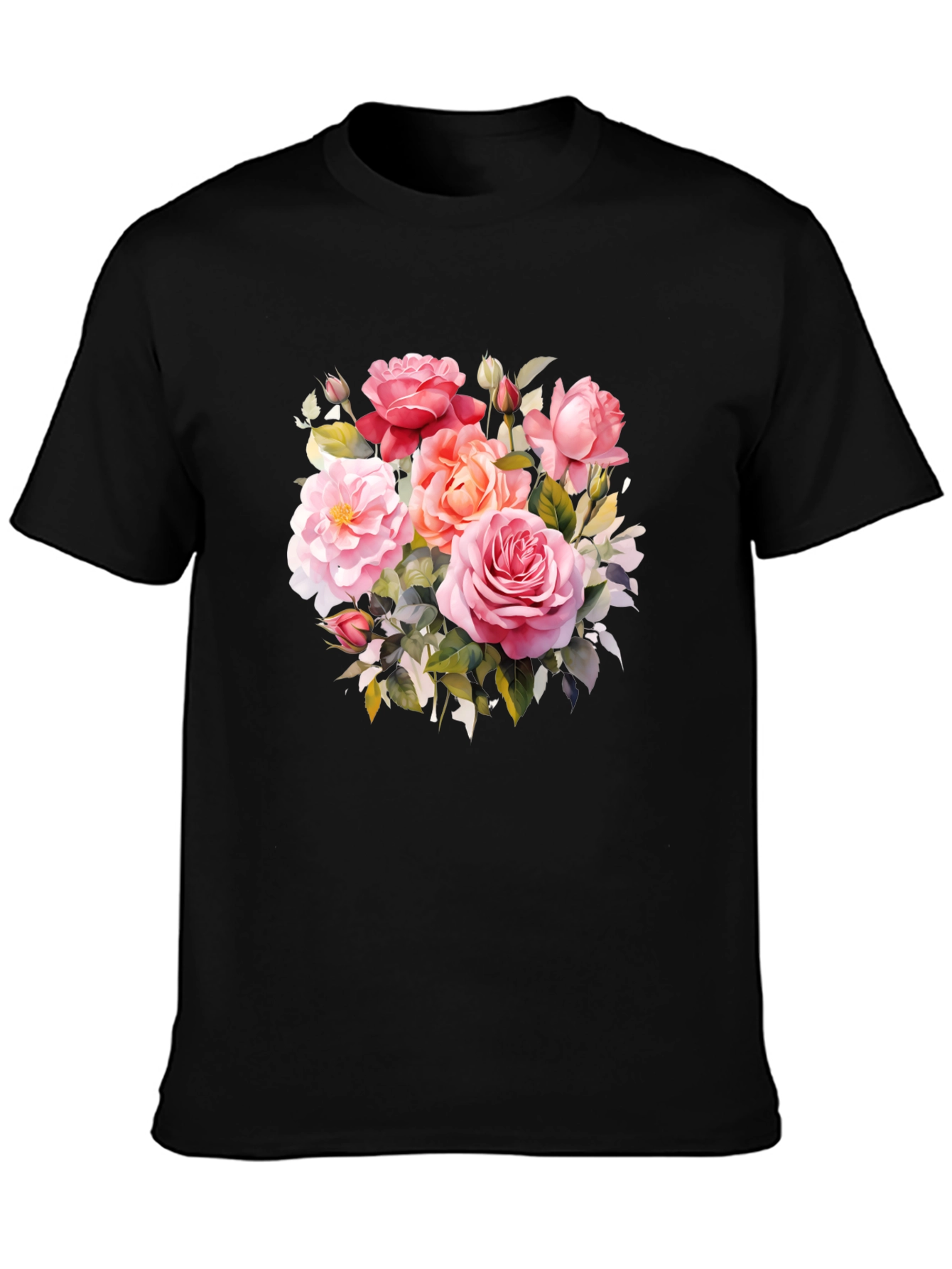 Floral Rose Graphic T-Shirt - Elegant Design