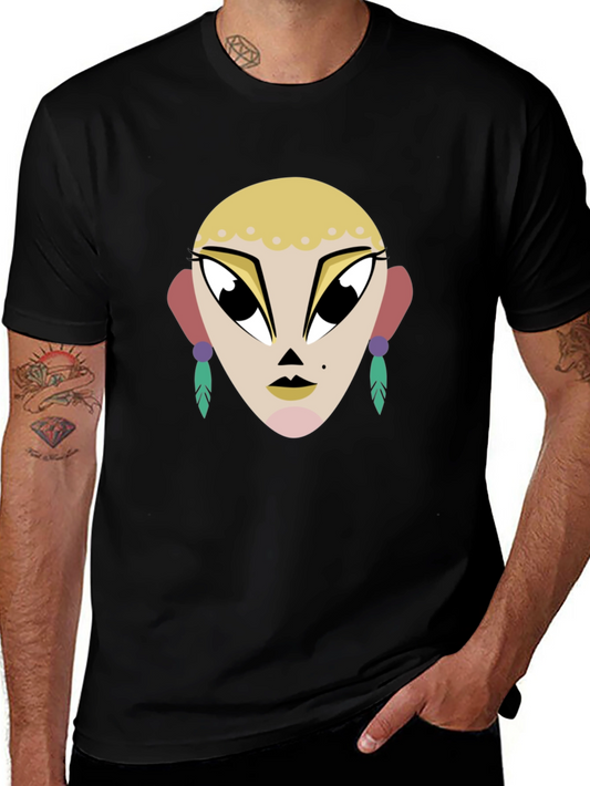 Geometric Face Graphic Tee - Cool & Unique