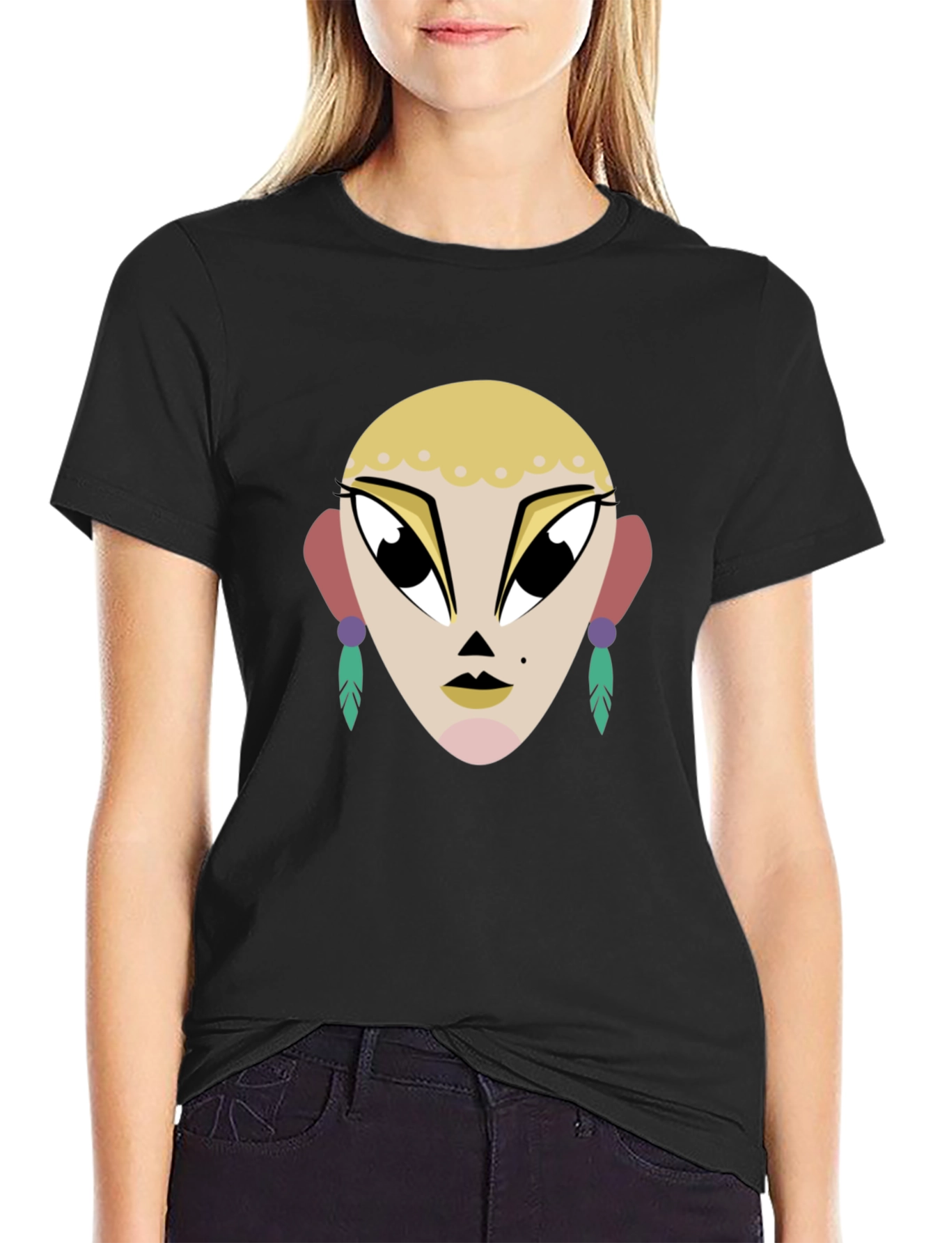 Geometric Face Graphic Tee - Cool & Unique