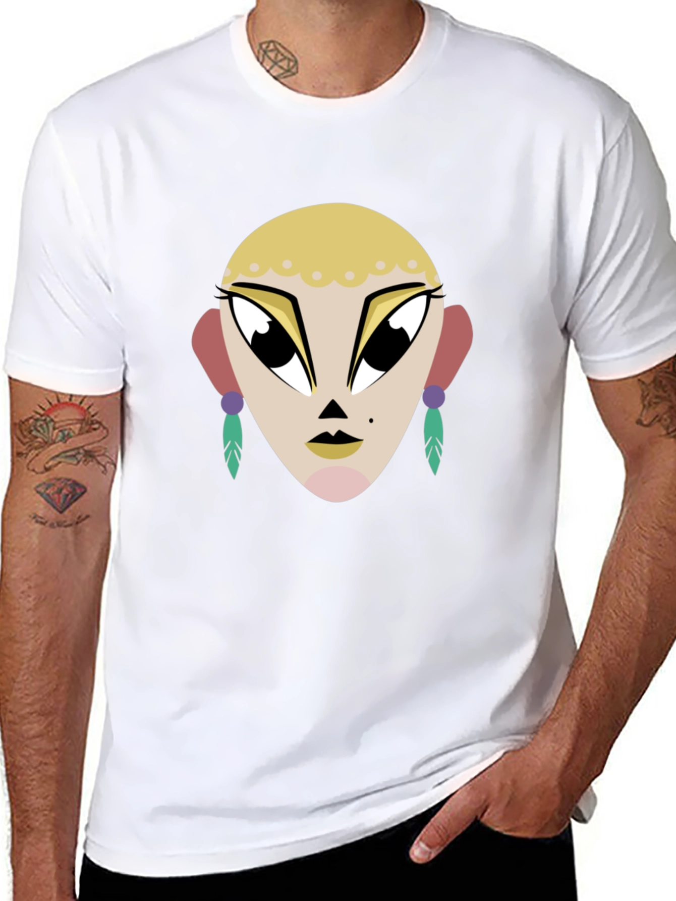 Geometric Face Graphic Tee - Cool & Unique