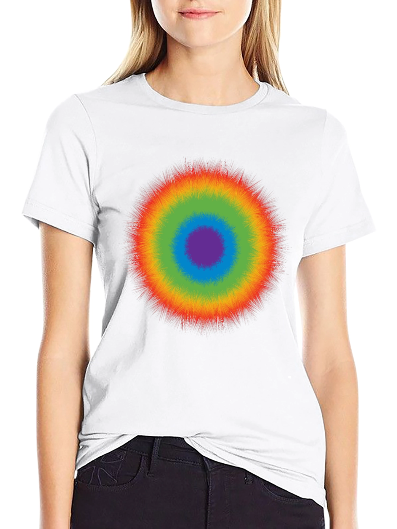 Rainbow Burst Graphic T-Shirt - Casual Cotton Tee