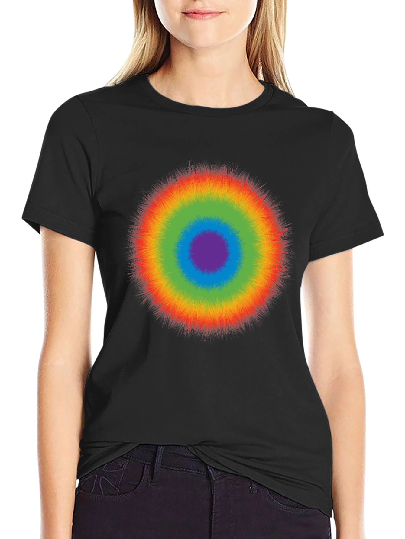 Rainbow Burst Graphic T-Shirt - Casual Cotton Tee