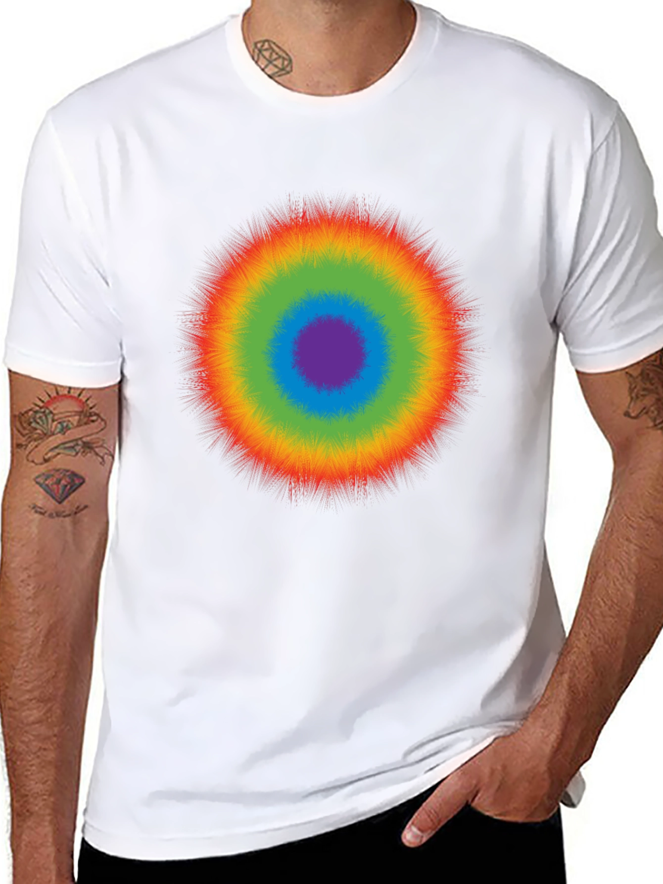 Rainbow Burst Graphic T-Shirt - Casual Cotton Tee