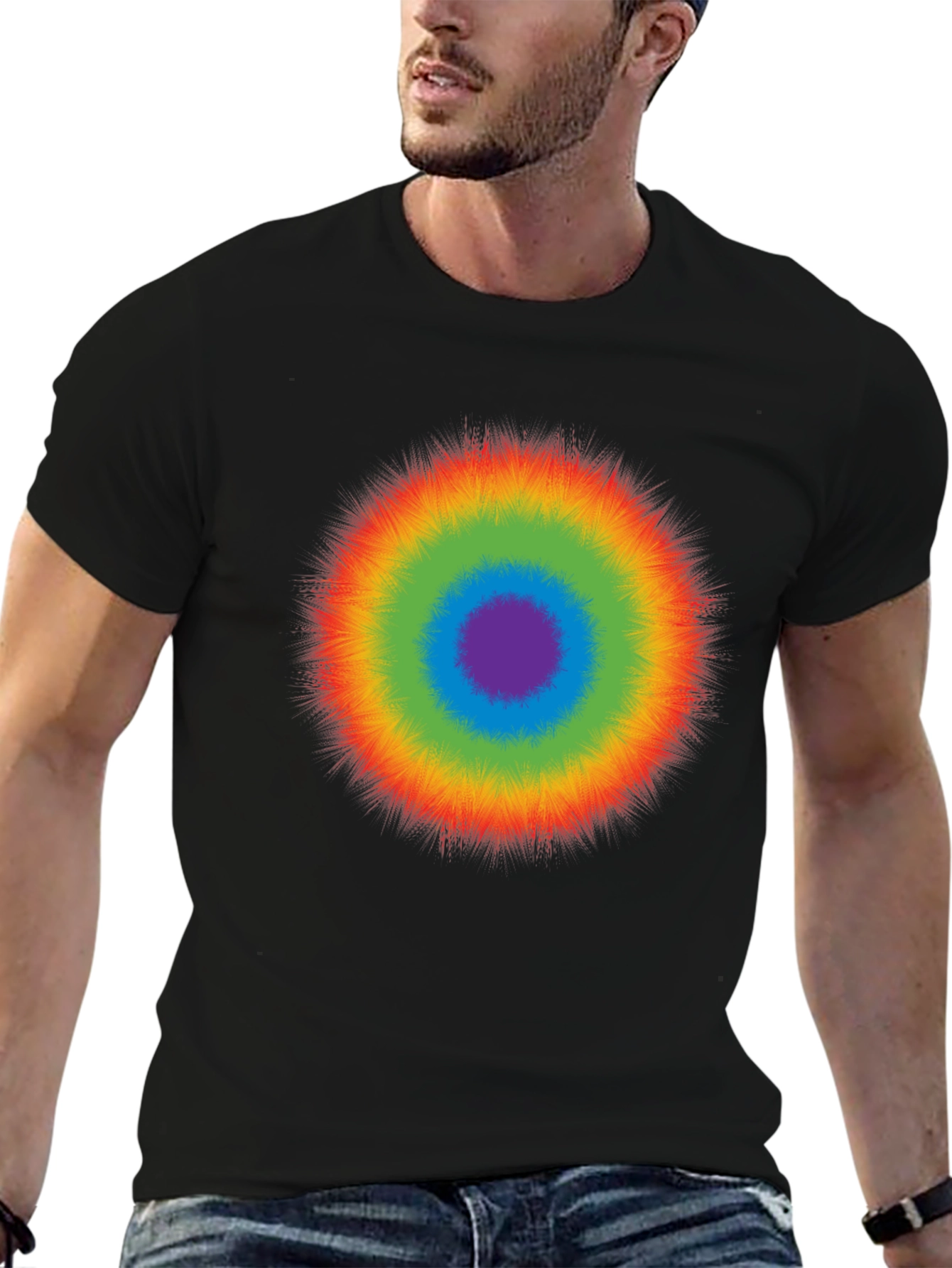 Rainbow Burst Graphic T-Shirt - Casual Cotton Tee