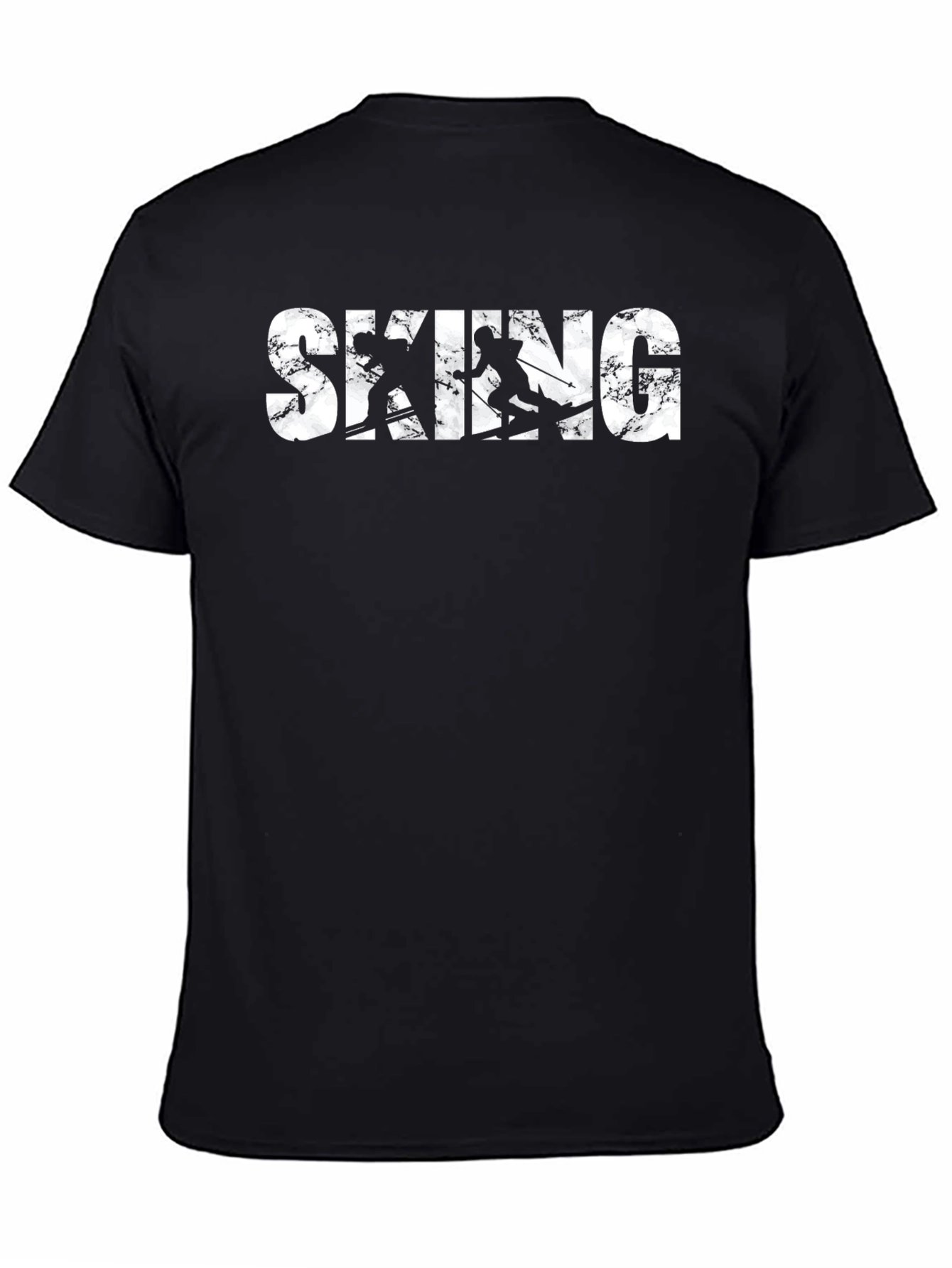 Skiing Graphic Black T-Shirt for Men