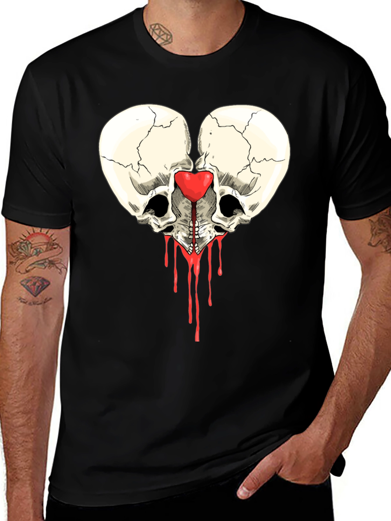 Skull Heart Graphic Tee - Edgy Design