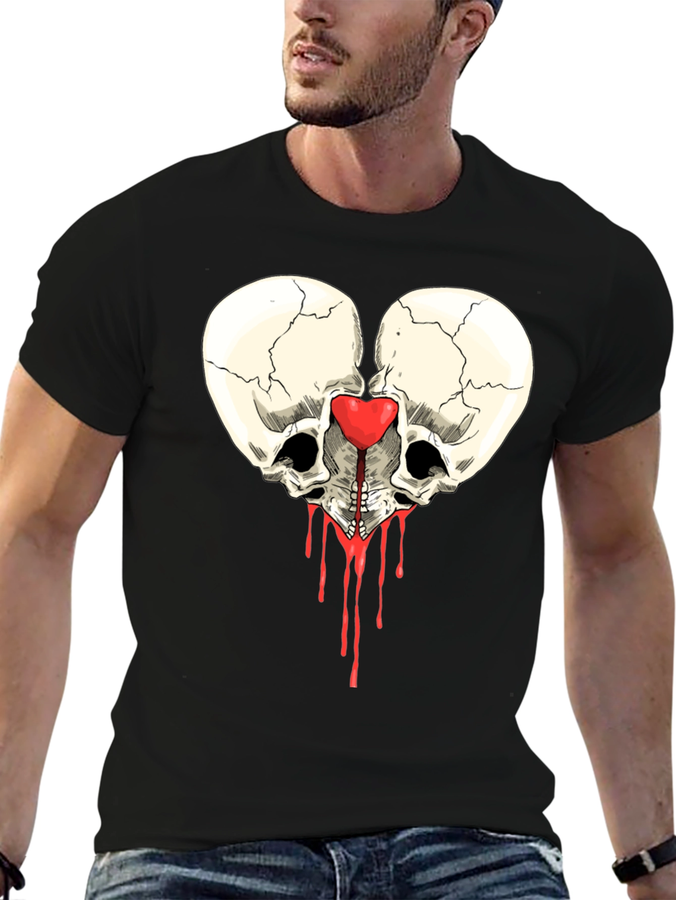Skull Heart Graphic Tee - Edgy Design