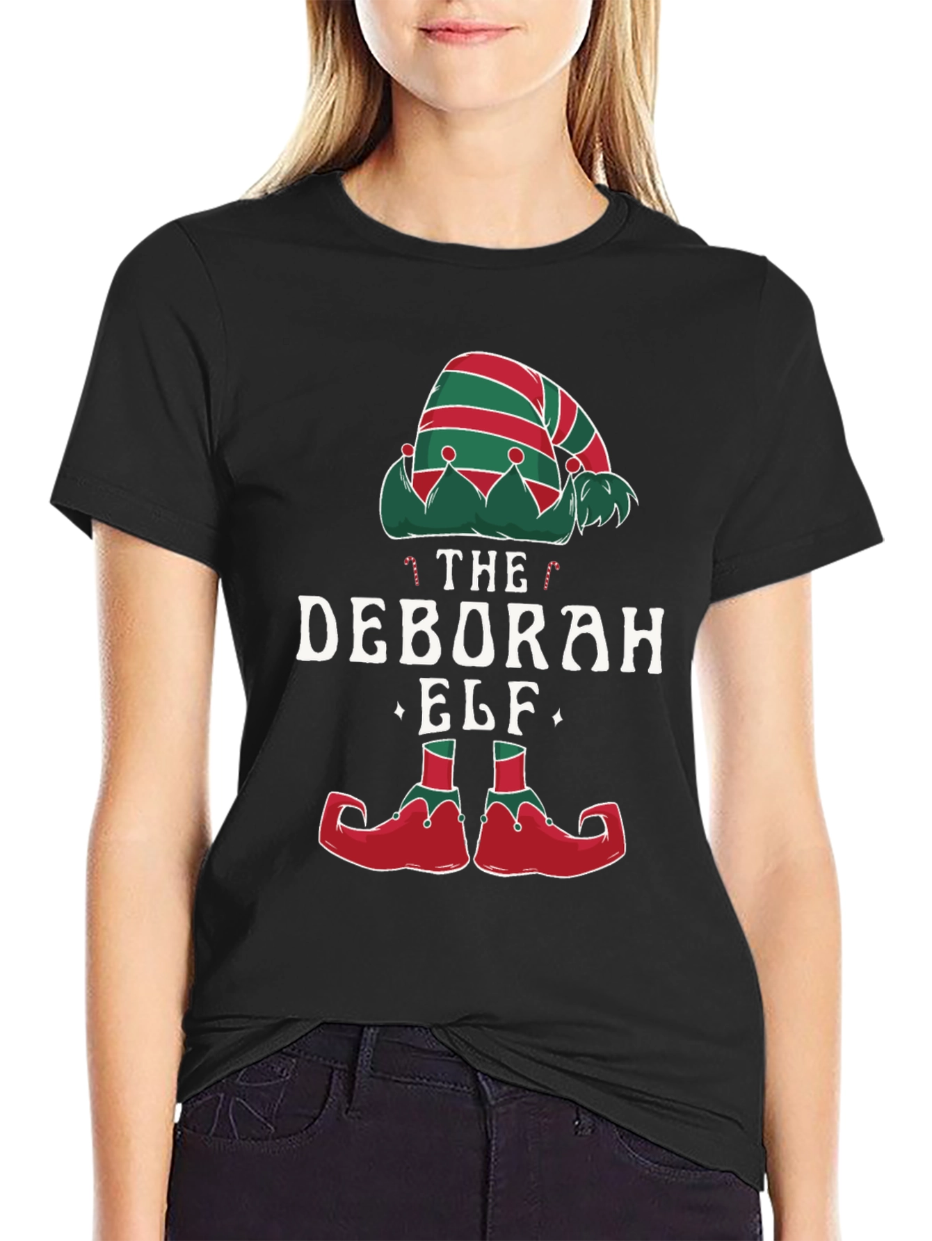 Deborah Elf Christmas Holiday Graphic Tee Shirt