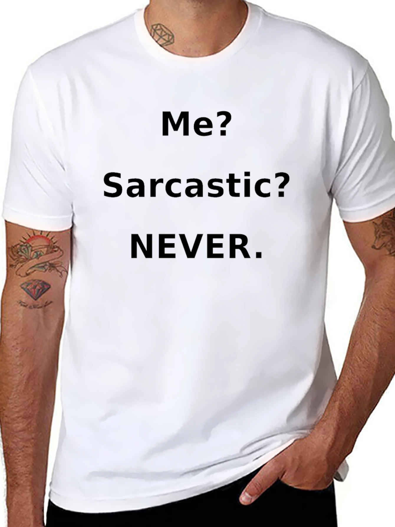 Sarcastic Never Mens Black T-Shirt