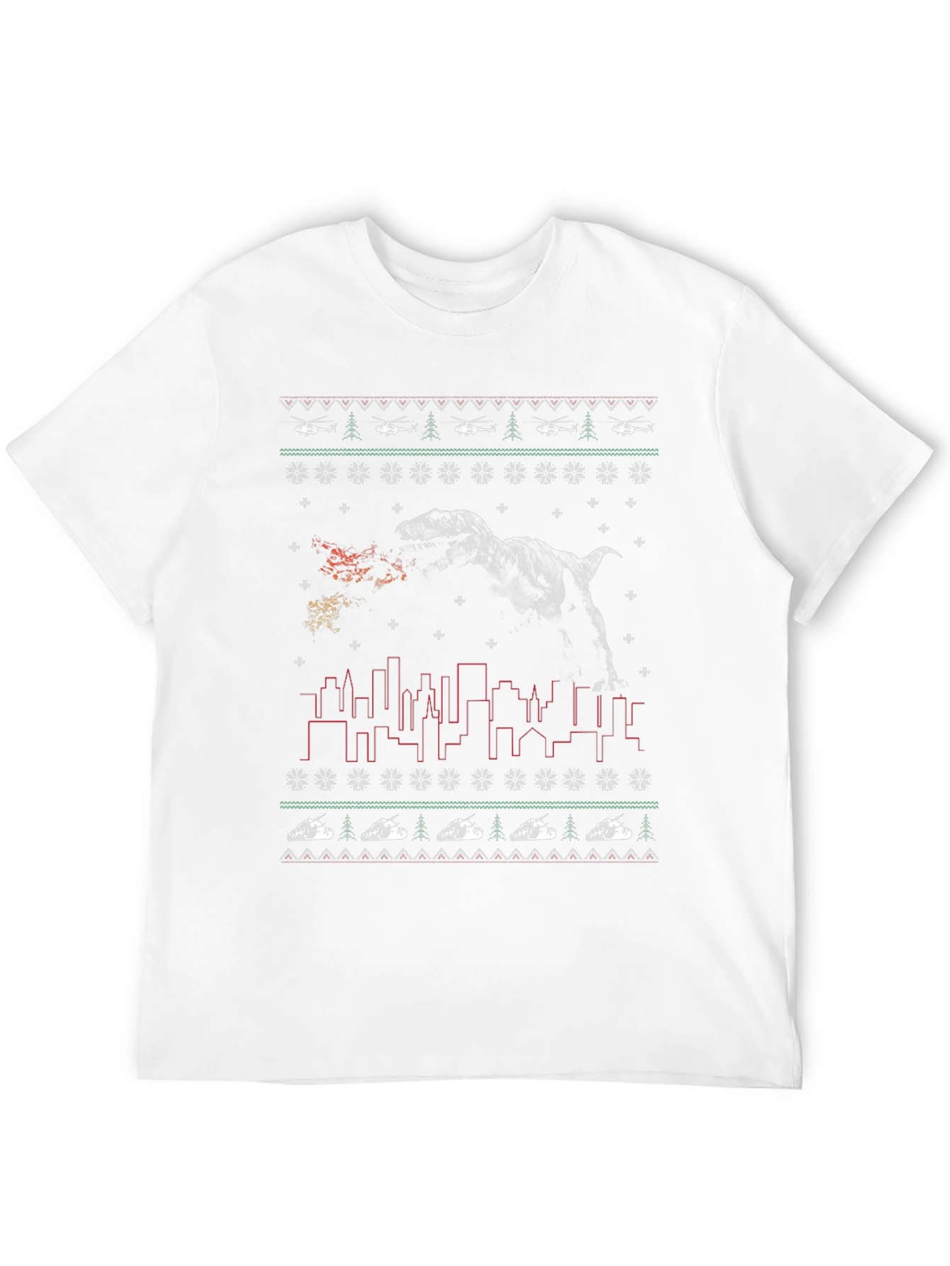 Dinosaur City Attack Christmas Tee