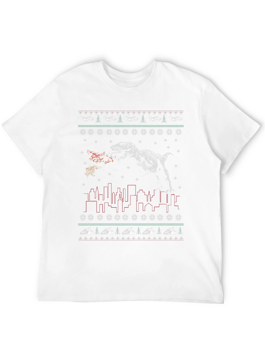 Dinosaur City Attack Christmas Tee