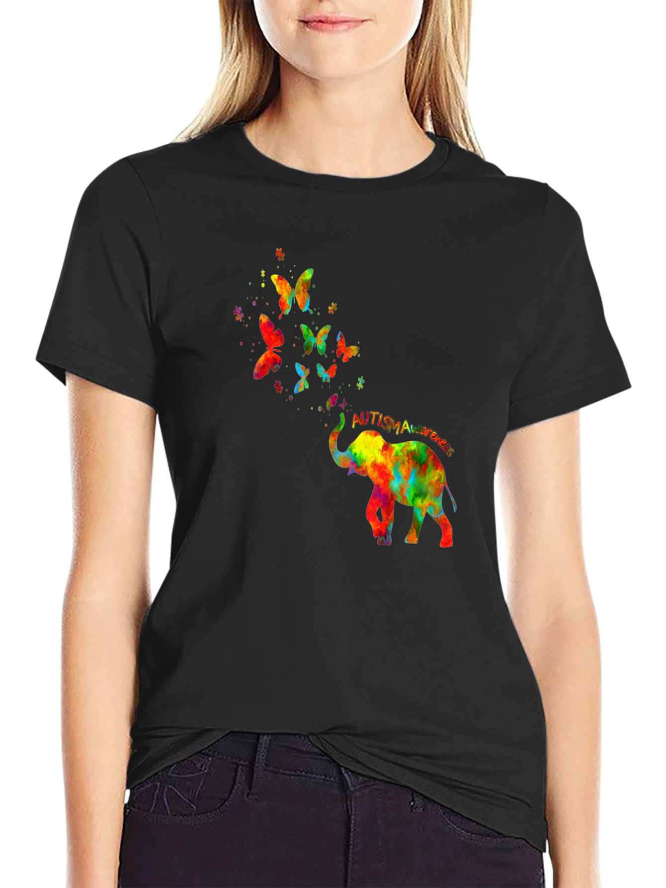 Autism Awareness Elephant Butterfly T-Shirt