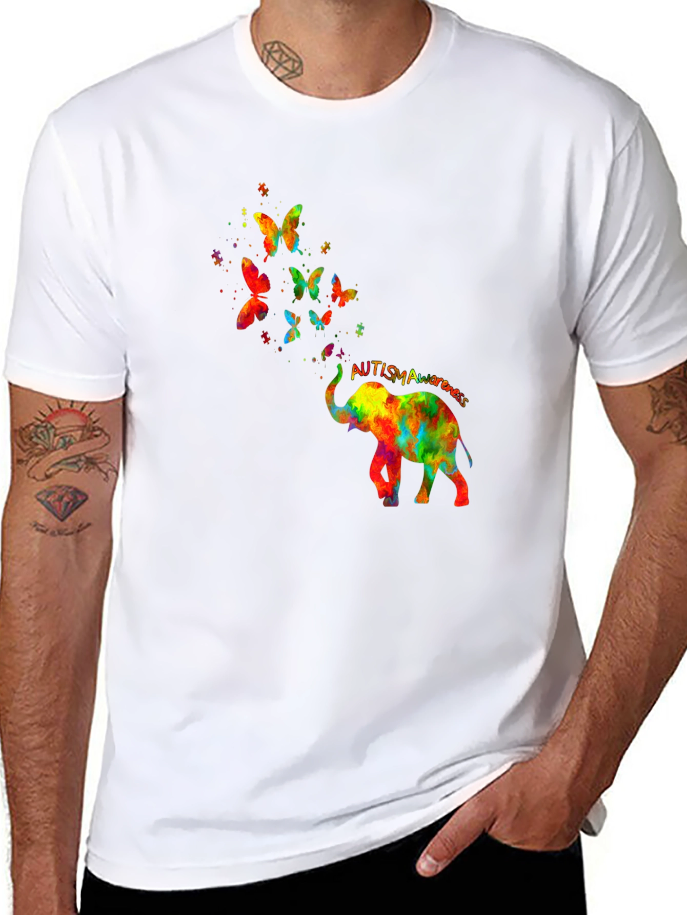 Autism Awareness Elephant Butterfly T-Shirt