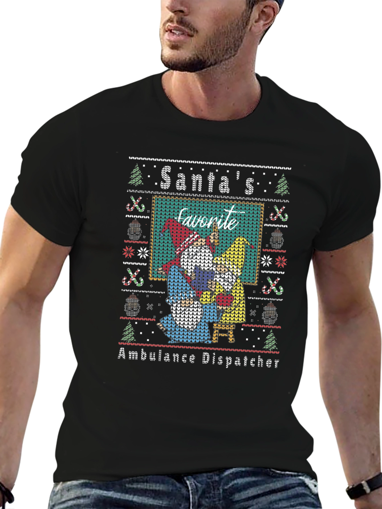 Santas Favorite Ambulance Dispatcher Ugly Sweater T-Shirt