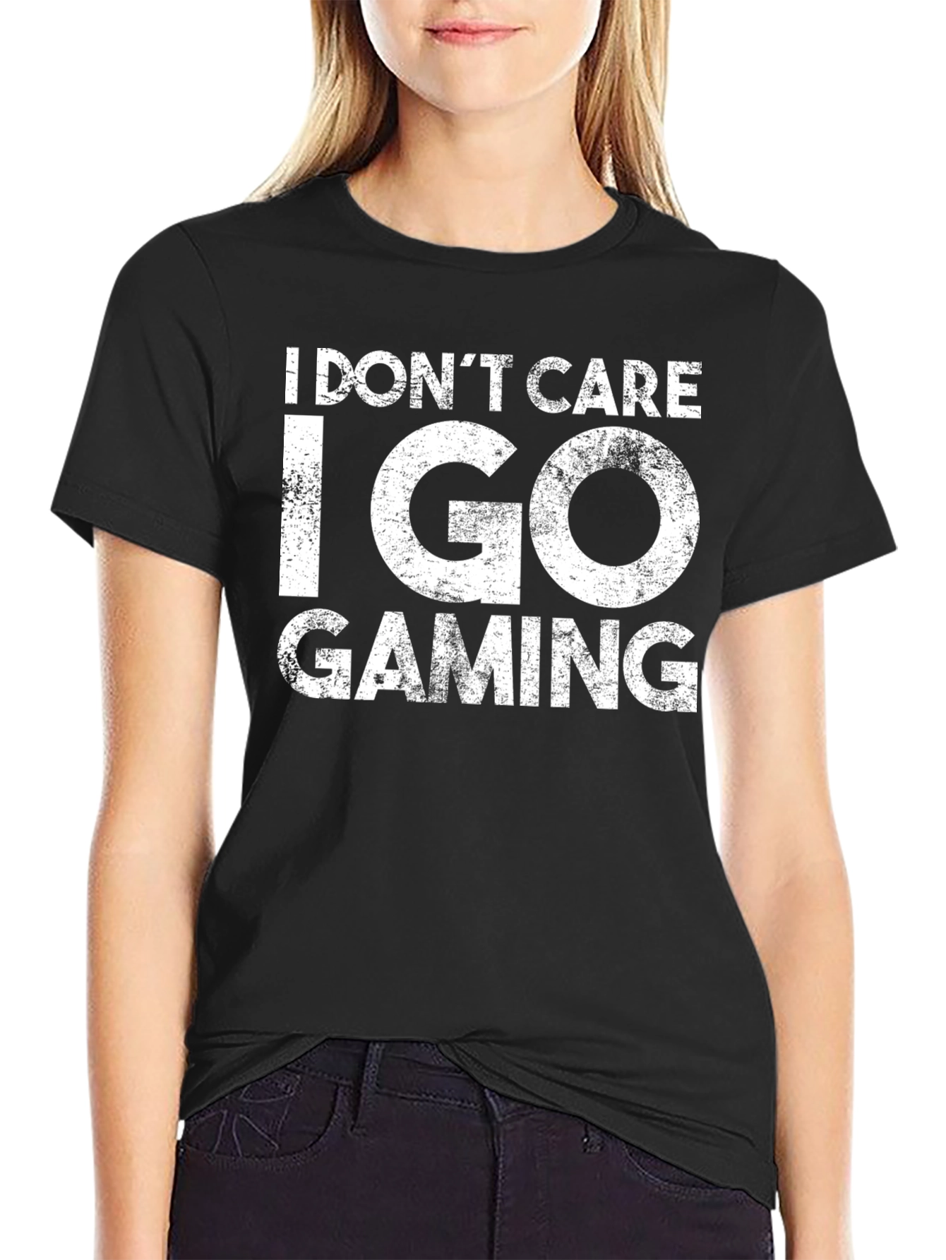 I Dont Care I Go Gaming Black Tee