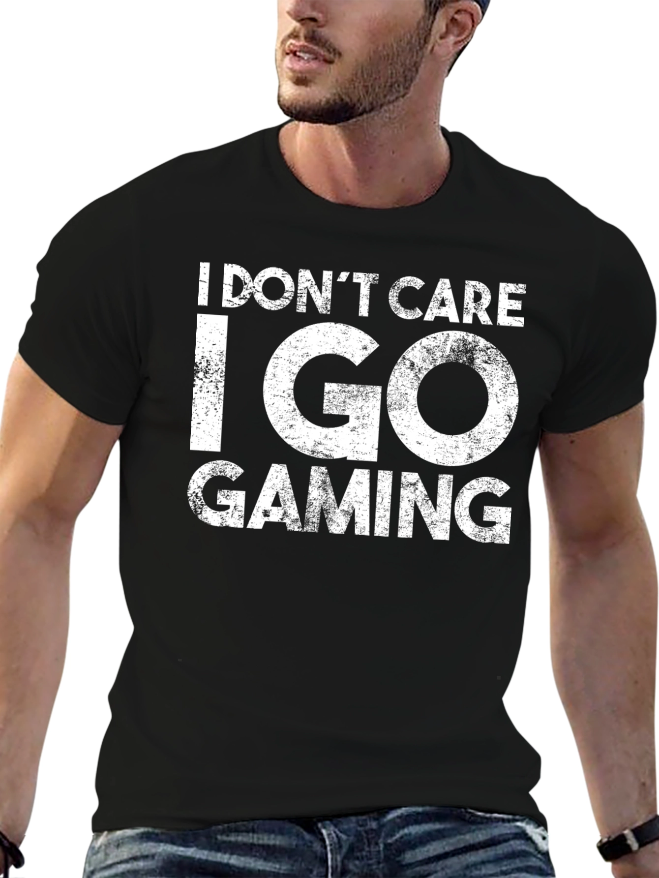 I Dont Care I Go Gaming Black Tee