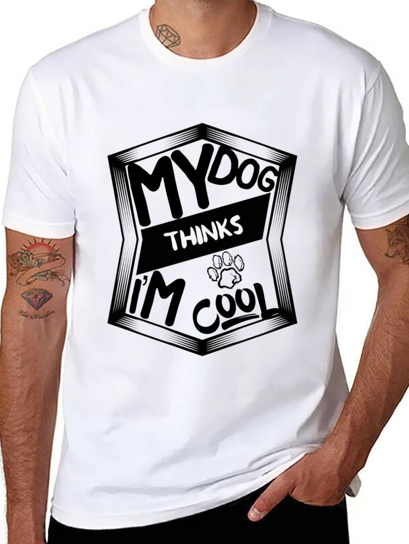 My Dog Thinks Im Cool Black T-Shirt