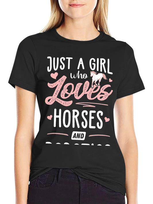 Just A Girl Who Loves Horses Black Graphic T-Shirt