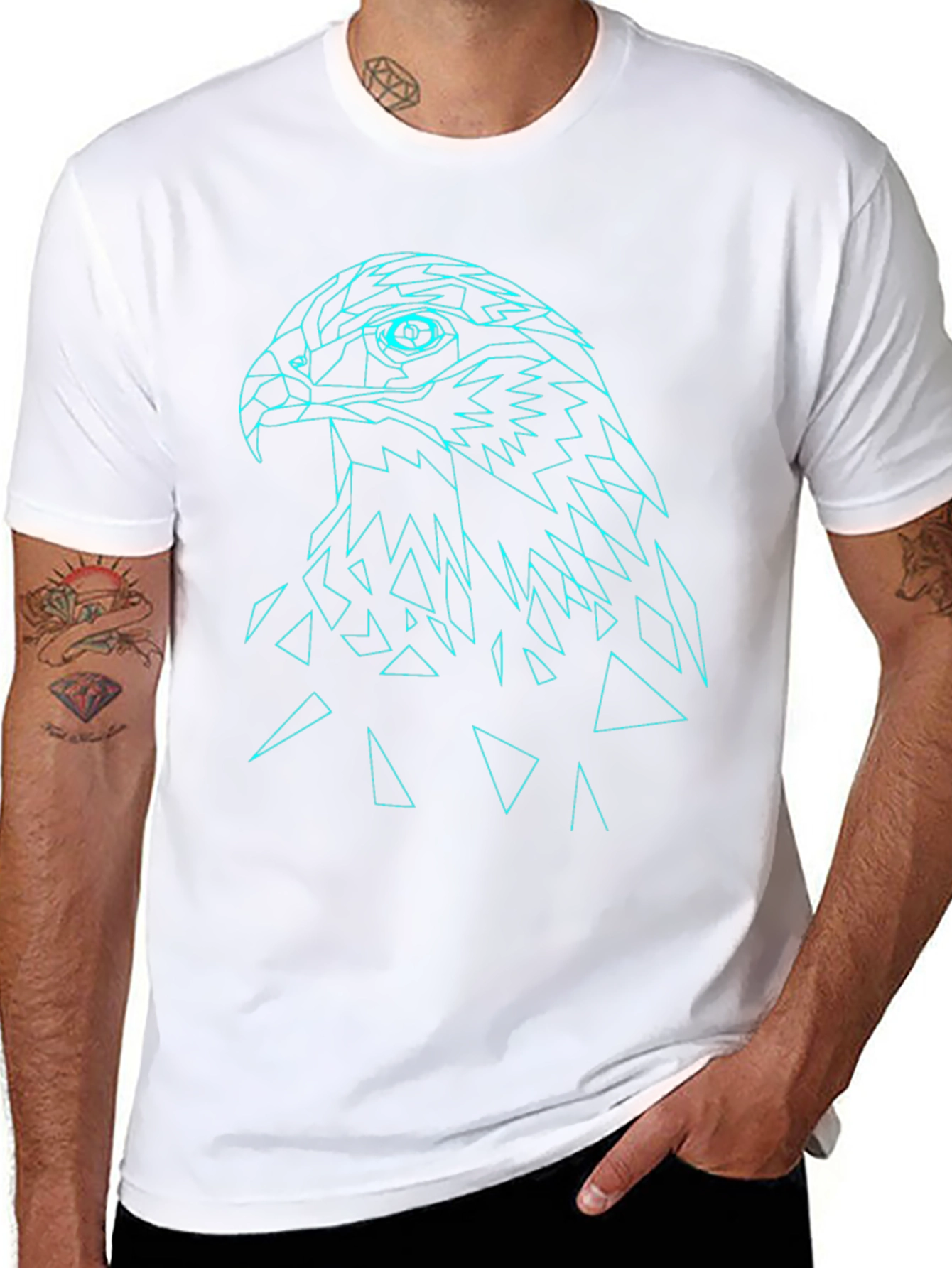 Geometric Eagle Graphic Tee - Modern Mens T-Shirt