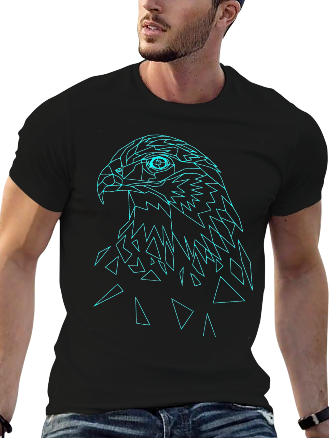Geometric Eagle Graphic Tee - Modern Mens T-Shirt