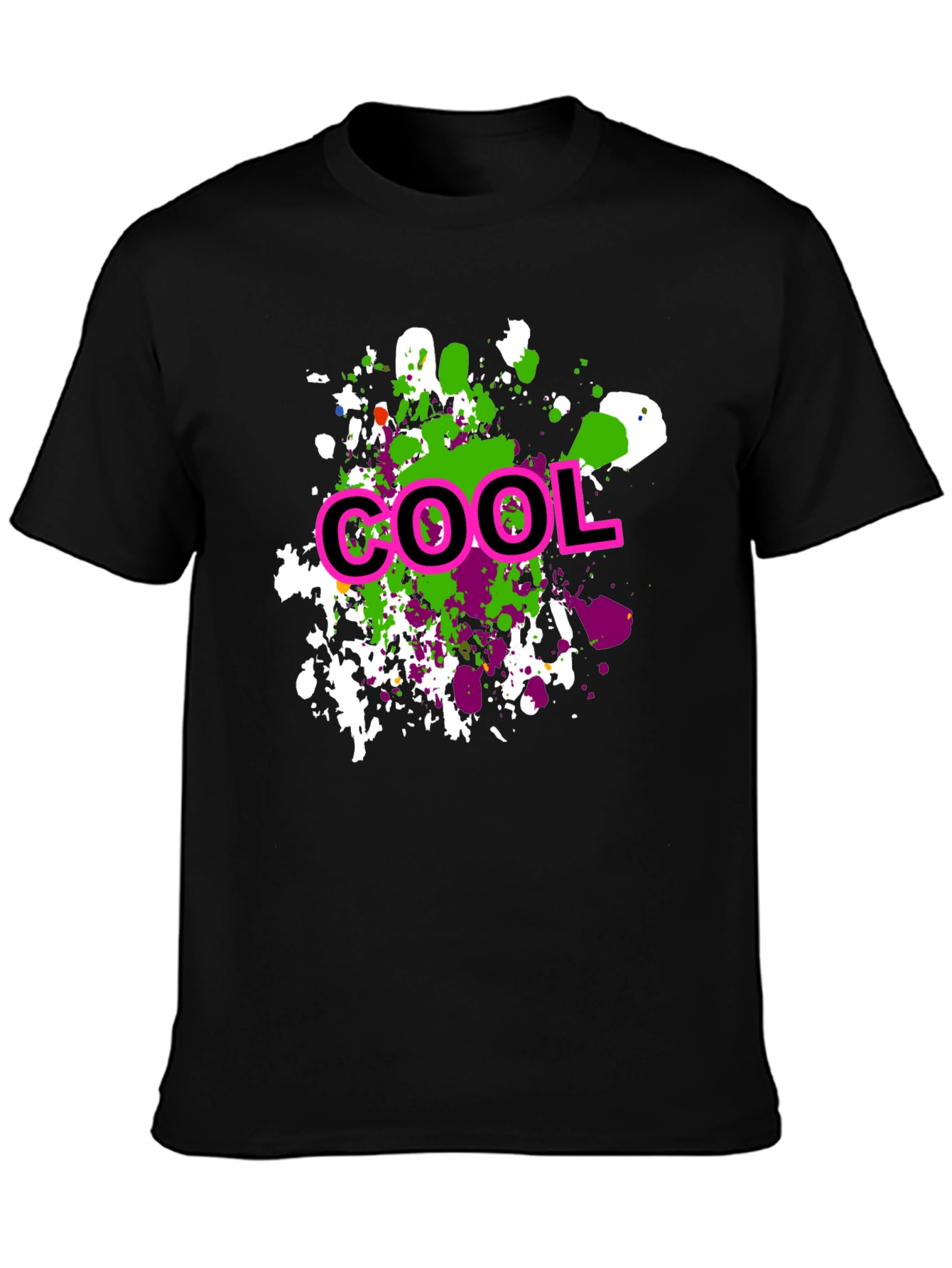 Cool Splatter Print Black T-Shirt