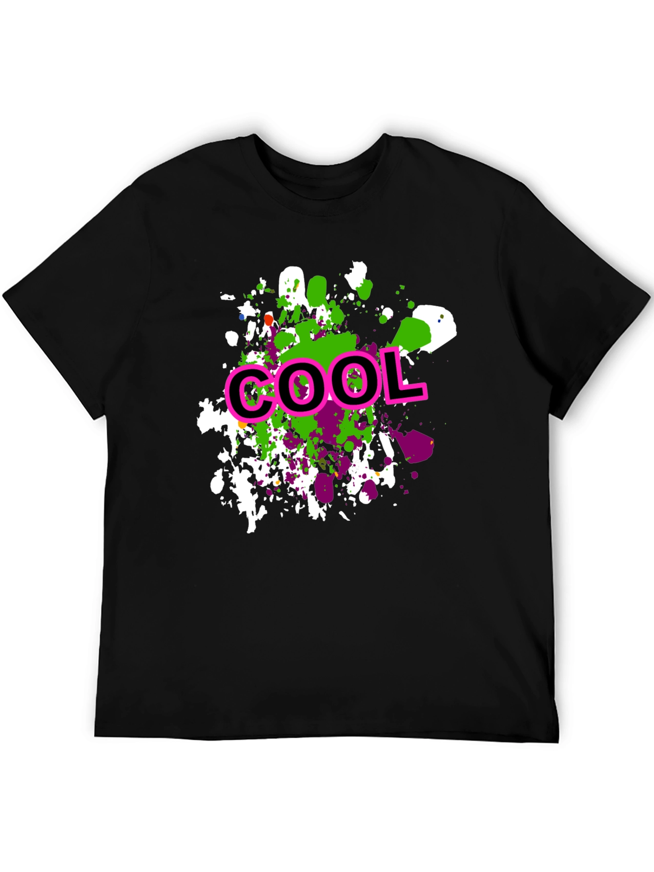 Cool Splatter Print Black T-Shirt