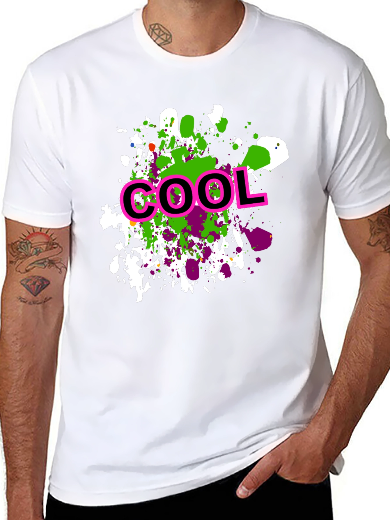 Cool Splatter Print Black T-Shirt