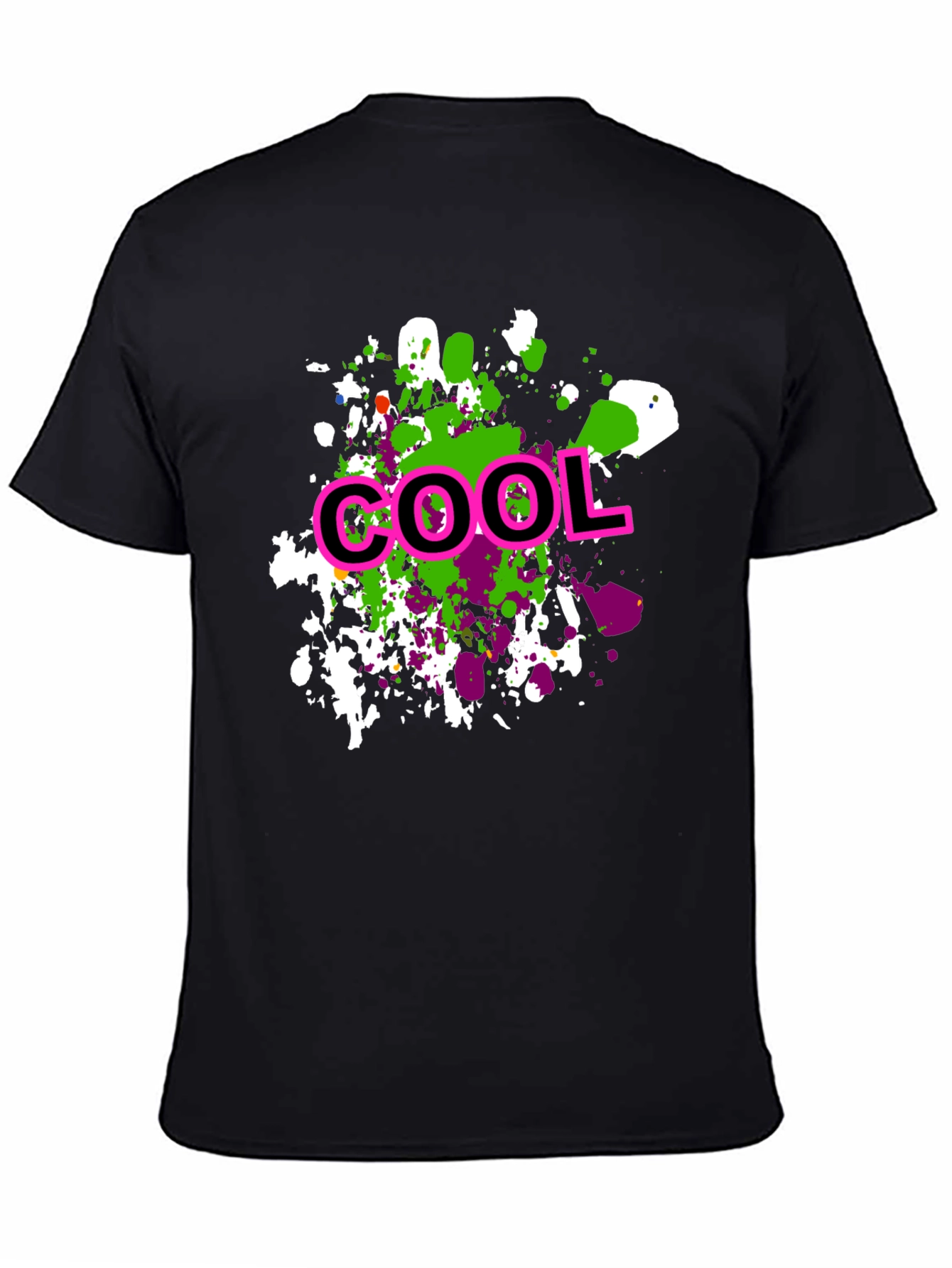 Cool Splatter Print Black T-Shirt