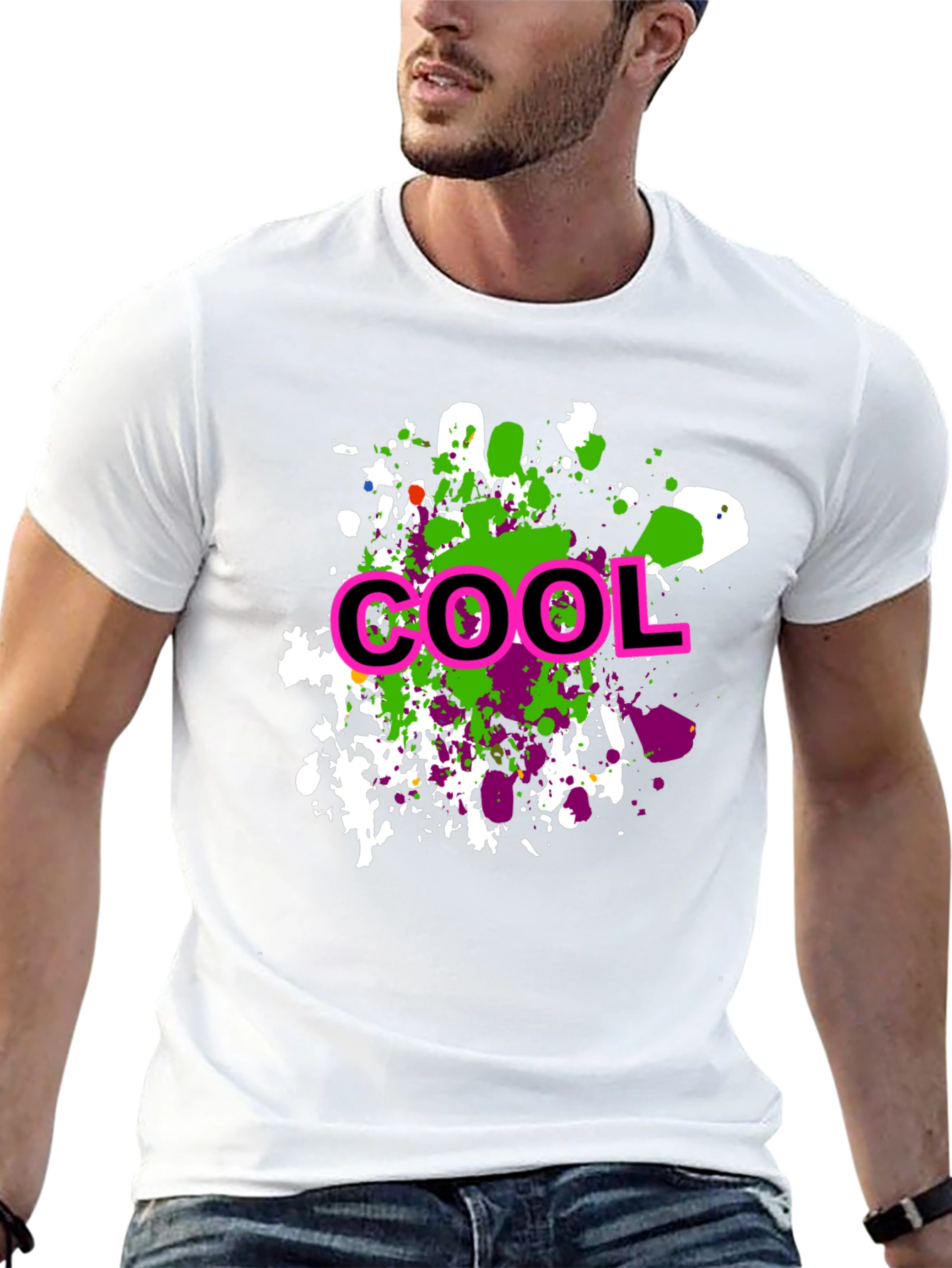 Cool Splatter Print Black T-Shirt