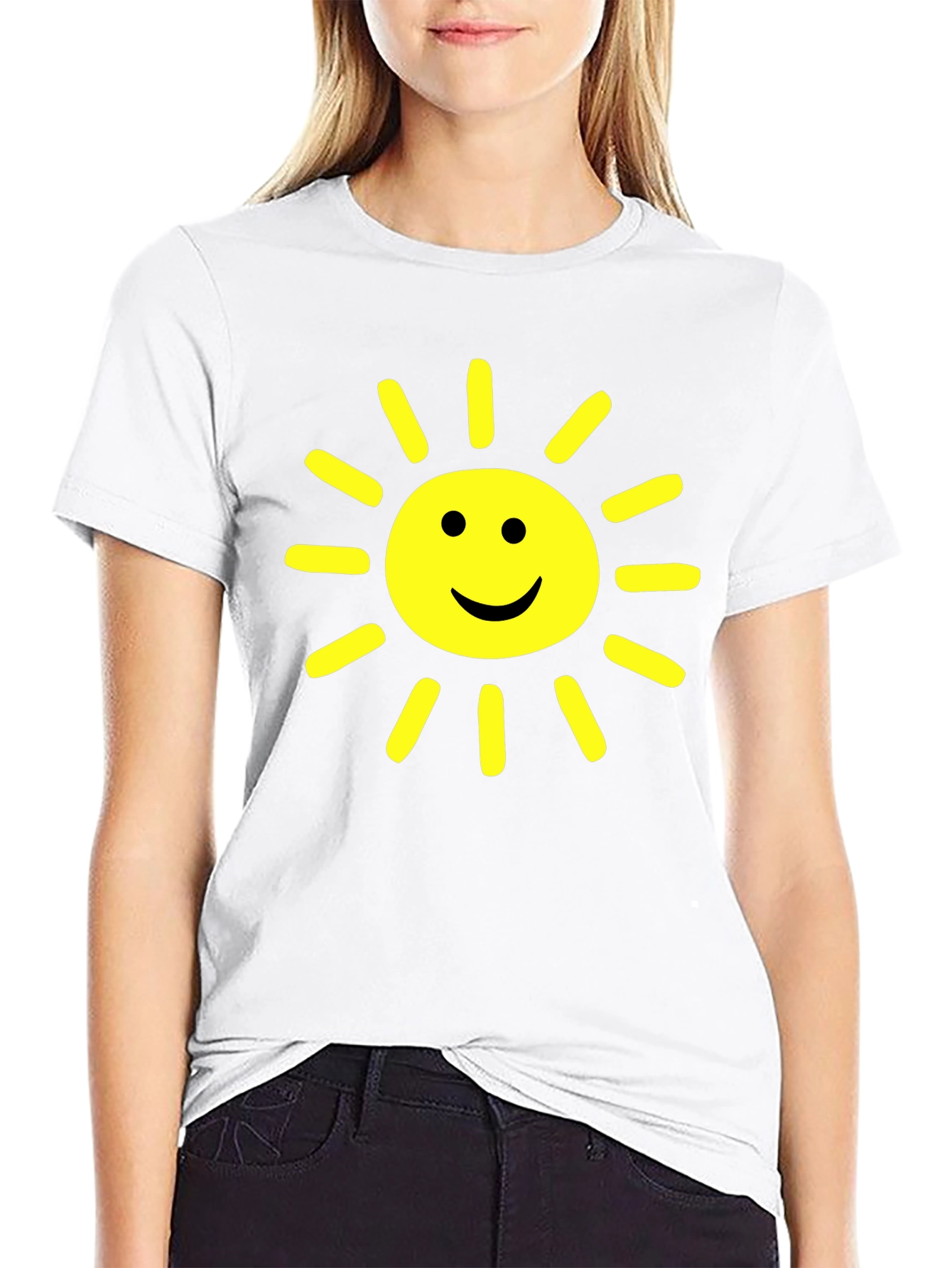Happy Sunshine Graphic Tee - Cheerful Black T-Shirt