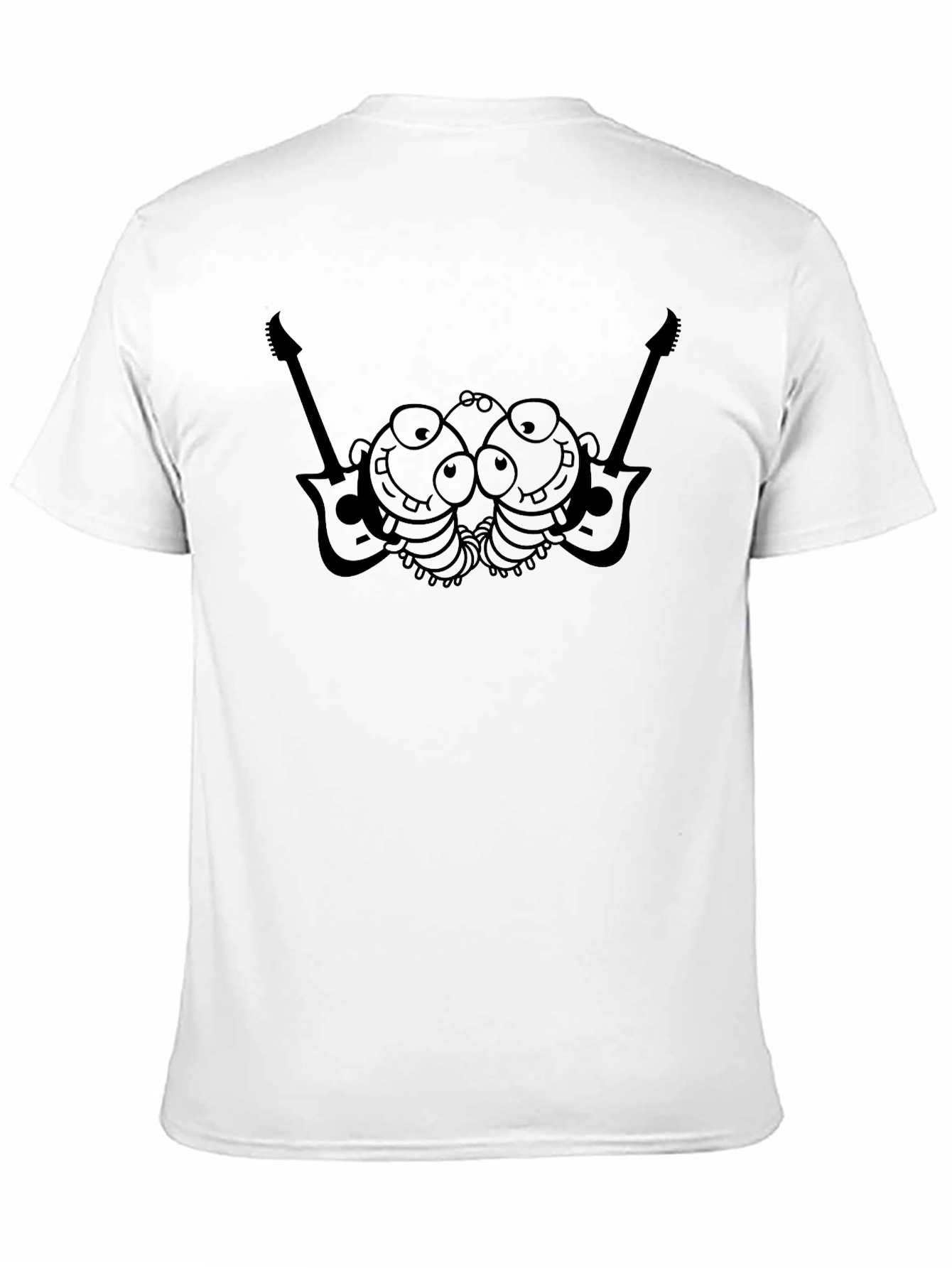 Black T-Shirt with Cartoon Guitar Players
